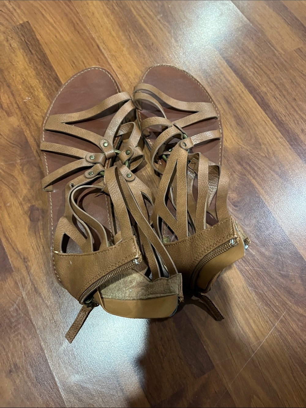 XOXO Tan Strappy Gladiator Sandals